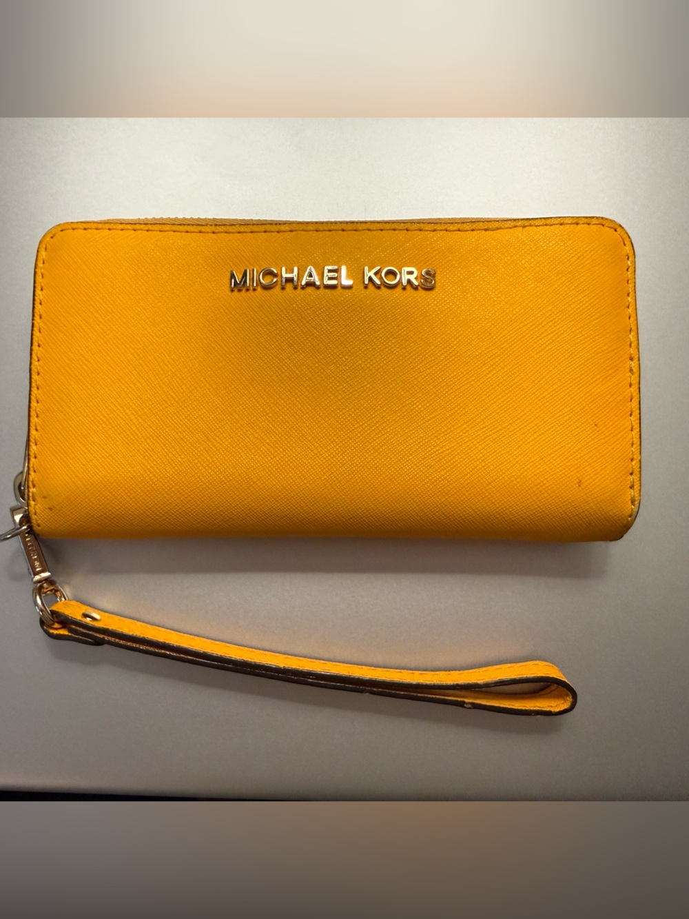 Michael Kors Yellow Zip-Around Wristlet Card Holder